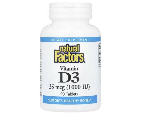Витамин Natural Factors Витамин D3, 1000 МЕ, Vitamin D3, 90 таблеток (NFS-01050)