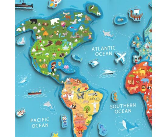 Пазл Viga Toys магнітний Карта світу з маркерной дошкою, англійською (44508EN), зображення 4 Пазл Viga Toys магнітний Карта світу з маркерной дошкою, англійською (44508EN), зображення 4