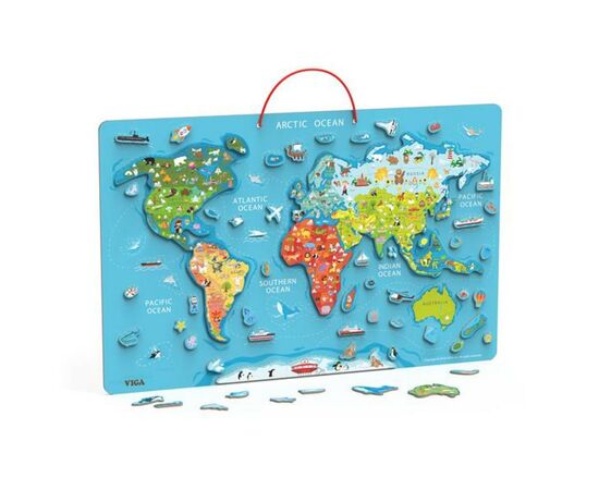 Пазл Viga Toys магнитный Карта мира с маркерной доской, на английском (44508EN)