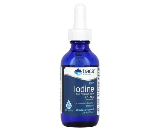 Минералы Trace Minerals Йод ионный в каплях, 225 мкг, Ionic Iodine, 59 мл (TMR-00307)