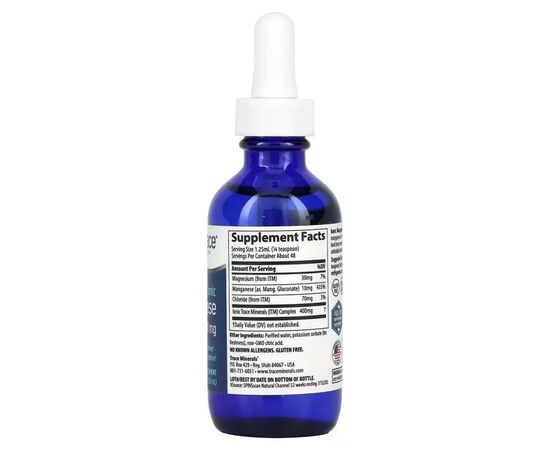 Мінерали Trace Minerals Марганець іонний у краплях, 10 мг, Ionic Manganese, 59 мл (TMR-00358), зображення 2 Мінерали Trace Minerals Марганець іонний у краплях, 10 мг, Ionic Manganese, 59 мл (TMR-00358), зображення 2