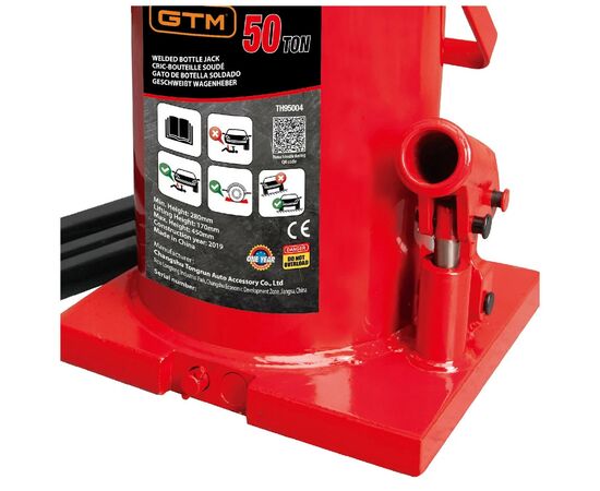 Домкрат GTM гидравлический бутылочный 50т (280-450мм) (TH95004), изображение 3 Домкрат GTM гидравлический бутылочный 50т (280-450мм) (TH95004), изображение 3