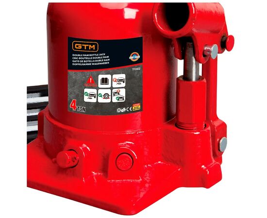 Домкрат GTM гидравлический бутылочный 4т (150-370мм) двухштоковый (TF0402), изображение 3 Домкрат GTM гидравлический бутылочный 4т (150-370мм) двухштоковый (TF0402), изображение 3