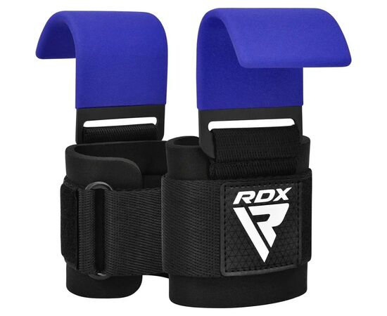 Крюки для тяги на запястья RDX W5 Gym Hook Strap Blue Plus (WAN-W5U+), изображение 2 Крюки для тяги на запястья RDX W5 Gym Hook Strap Blue Plus (WAN-W5U+), изображение 2