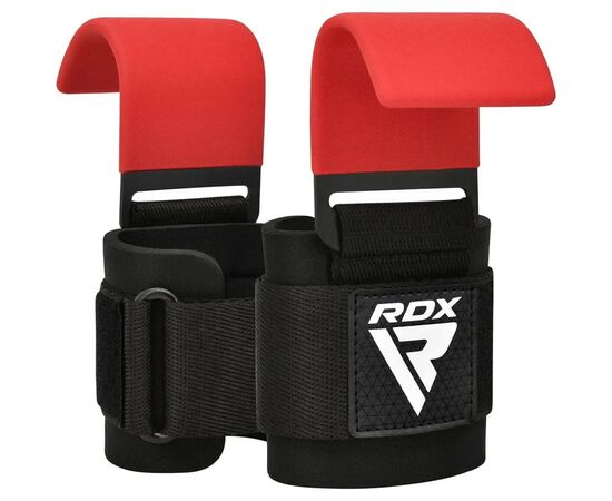 Крюки для тяги на запястья RDX W5 Gym Hook Strap Red Plus (WAN-W5R+), изображение 2 Крюки для тяги на запястья RDX W5 Gym Hook Strap Red Plus (WAN-W5R+), изображение 2