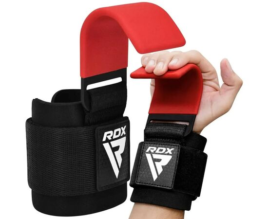 Крюки для тяги на запястья RDX W5 Gym Hook Strap Red Plus (WAN-W5R+), изображение 4 Крюки для тяги на запястья RDX W5 Gym Hook Strap Red Plus (WAN-W5R+), изображение 4