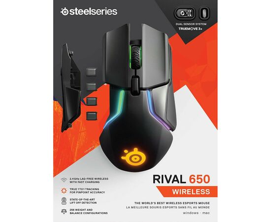 Мишка SteelSeries Rival 650 black (62456), зображення 10 Мишка SteelSeries Rival 650 black (62456), зображення 10