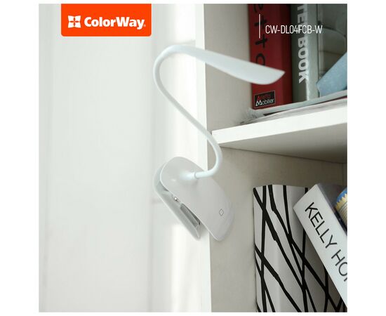 Настольная лампа ColorWay LED Flexible & Clip with built-in accumulator 500mAh (CW-DL04FCB-W), изображение 2 Настольная лампа ColorWay LED Flexible & Clip with built-in accumulator 500mAh (CW-DL04FCB-W), изображение 2