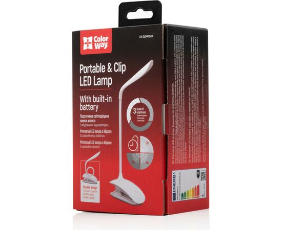 Настольная лампа ColorWay LED Flexible & Clip with built-in accumulator 500mAh (CW-DL04FCB-W), изображение 5 Настольная лампа ColorWay LED Flexible & Clip with built-in accumulator 500mAh (CW-DL04FCB-W), изображение 5