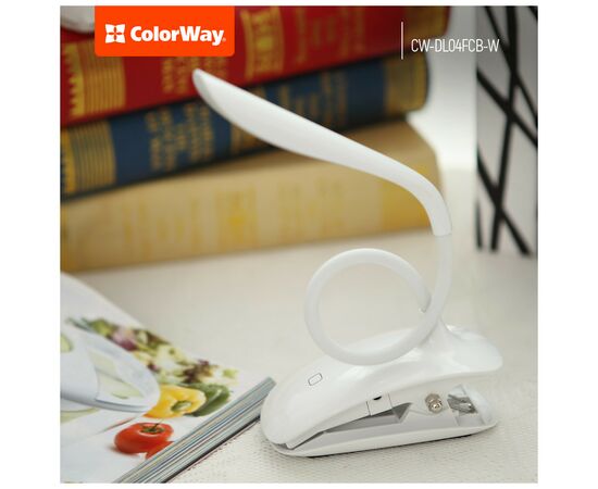 Настольная лампа ColorWay LED Flexible & Clip with built-in accumulator 500mAh (CW-DL04FCB-W), изображение 6 Настольная лампа ColorWay LED Flexible & Clip with built-in accumulator 500mAh (CW-DL04FCB-W), изображение 6