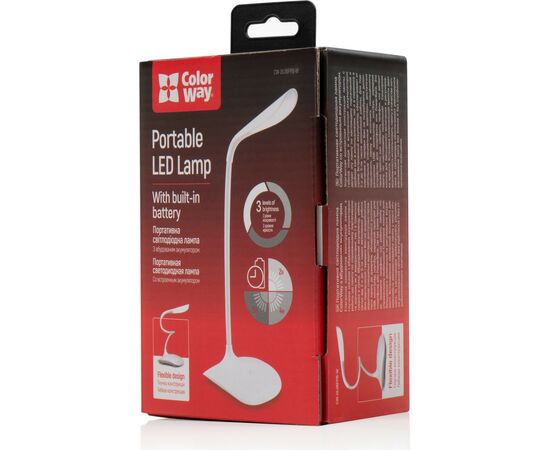 Настольная лампа ColorWay LED Portable & Flexible with built-in accumulator 500mAh (CW-DL06FPB-W), изображение 2 Настольная лампа ColorWay LED Portable & Flexible with built-in accumulator 500mAh (CW-DL06FPB-W), изображение 2