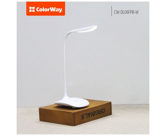 Настольная лампа ColorWay LED Portable & Flexible with built-in accumulator 500mAh (CW-DL06FPB-W), изображение 3 Настольная лампа ColorWay LED Portable & Flexible with built-in accumulator 500mAh (CW-DL06FPB-W), изображение 3