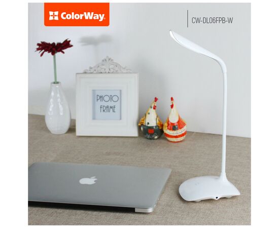 Настольная лампа ColorWay LED Portable & Flexible with built-in accumulator 500mAh (CW-DL06FPB-W), изображение 4 Настольная лампа ColorWay LED Portable & Flexible with built-in accumulator 500mAh (CW-DL06FPB-W), изображение 4