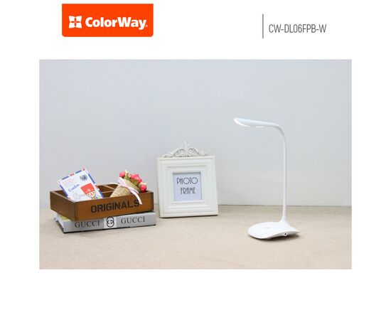 Настольная лампа ColorWay LED Portable & Flexible with built-in accumulator 500mAh (CW-DL06FPB-W), изображение 5 Настольная лампа ColorWay LED Portable & Flexible with built-in accumulator 500mAh (CW-DL06FPB-W), изображение 5