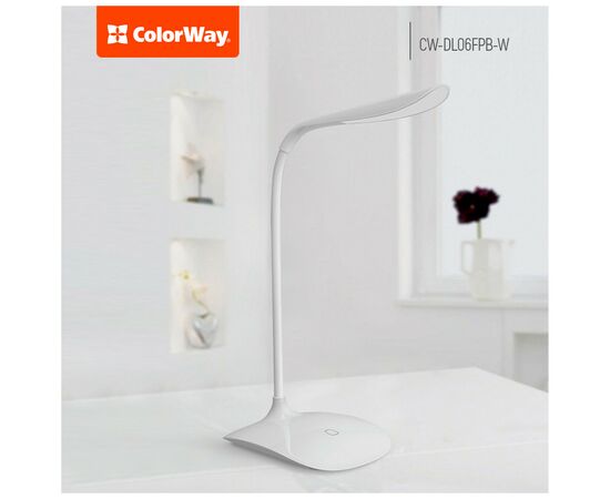 Настольная лампа ColorWay LED Portable & Flexible with built-in accumulator 500mAh (CW-DL06FPB-W), изображение 6 Настольная лампа ColorWay LED Portable & Flexible with built-in accumulator 500mAh (CW-DL06FPB-W), изображение 6