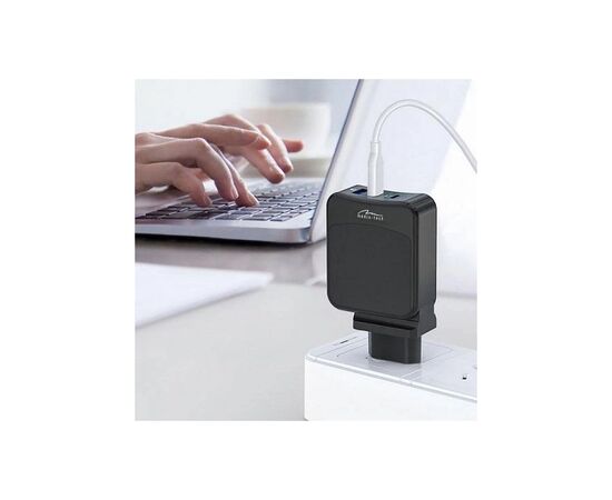 Зарядное устройство Media-Tech 2xUSB-C PD 65W USB QC 3.0 black (MT6252), изображение 3 Зарядное устройство Media-Tech 2xUSB-C PD 65W USB QC 3.0 black (MT6252), изображение 3