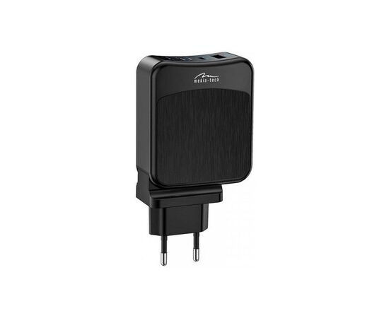 Зарядний пристрій Media-Tech 2xUSB-C PD 65W USB QC 3.0 black (MT6252)