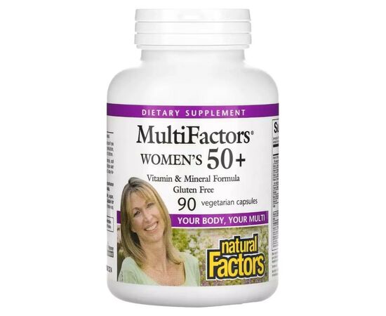 Мультивитамин Natural Factors Мультивитамины для женщин 50+, MultiFactors, Women's 50+, 90 вегетар (NFS-01587)