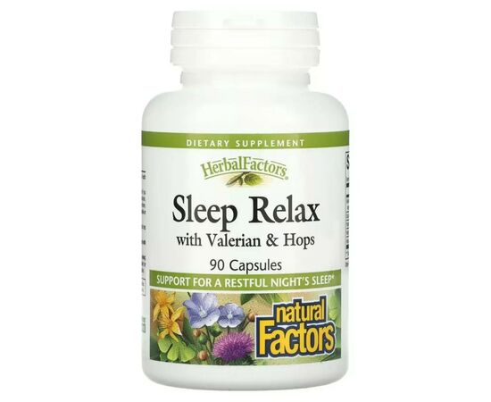 Витаминно-минеральный комплекс Natural Factors Сон и расслабление с валерианой и хмелем, Sleep Relax with Valeria (NFS-04655)