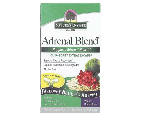Трави Nature's Answer Здоров'я надниркових залоз, Adrenal Blend, 90 вегетаріанських кап (NTA-26590), зображення 2 Трави Nature's Answer Здоров'я надниркових залоз, Adrenal Blend, 90 вегетаріанських кап (NTA-26590), зображення 2