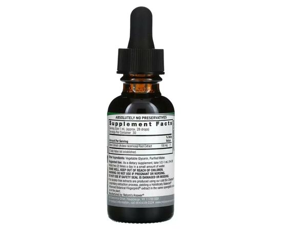 Травы Nature's Answer Клопогон, 950 мг, без спирта, Black Cohosh, Alcohol-Free, 30 мл (NTA-00576), изображение 2 Травы Nature's Answer Клопогон, 950 мг, без спирта, Black Cohosh, Alcohol-Free, 30 мл (NTA-00576), изображение 2