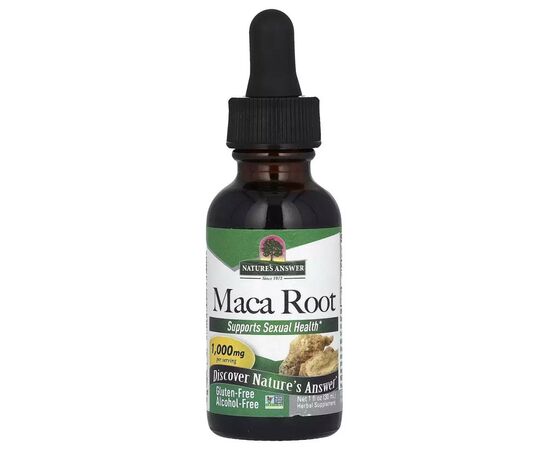 Трави Nature's Answer Мака, 1000 мг, без спирту, Maca Root, Alcohol-Free, 30 мл (NTA-09552)