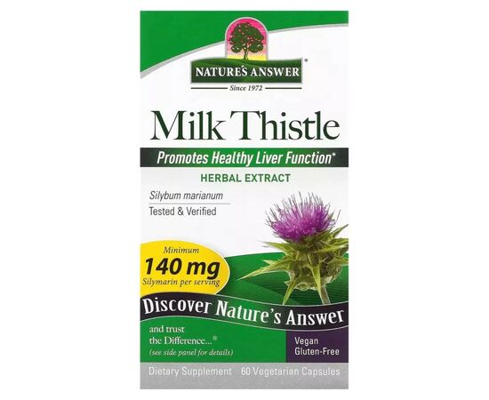 Трави Nature's Answer Розторопша, Milk Thistle, 60 вегетаріанських капсул (NTA-16415), зображення 2 Трави Nature's Answer Розторопша, Milk Thistle, 60 вегетаріанських капсул (NTA-16415), зображення 2