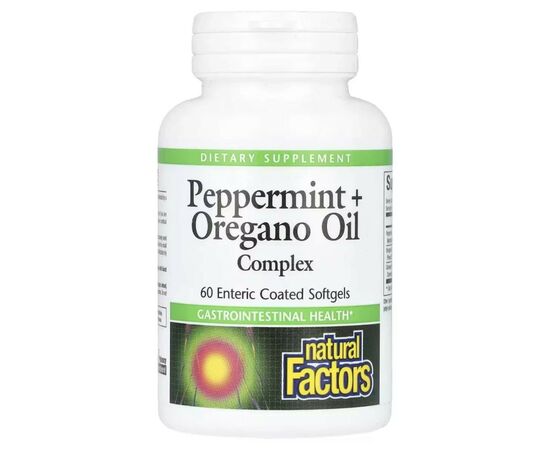 Травы Natural Factors Масло перечной мяты, орегано и тмина, Peppermint+Oregano Oil Complex, (NFS-03516)