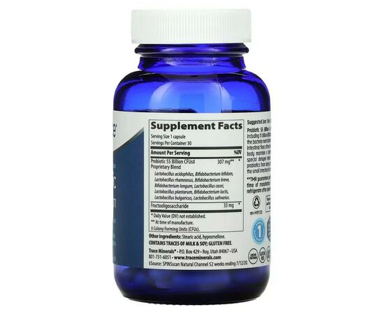 Пробіотики Trace Minerals Пробіотик, 55 мільярдів, Probiotic, 30 капсул (TMR-00212), зображення 2 Пробіотики Trace Minerals Пробіотик, 55 мільярдів, Probiotic, 30 капсул (TMR-00212), зображення 2