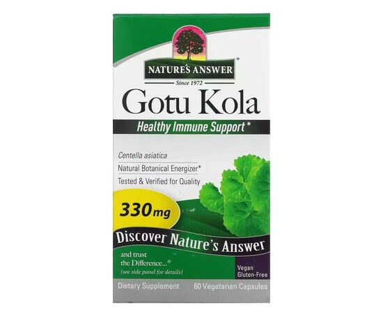 Трави Nature's Answer Готу колу, 330 мг, Gotu Kola, Healthy Immune Support, 60 вегетаріанських до (NTA-16393), зображення 2 Трави Nature's Answer Готу колу, 330 мг, Gotu Kola, Healthy Immune Support, 60 вегетаріанських до (NTA-16393), зображення 2