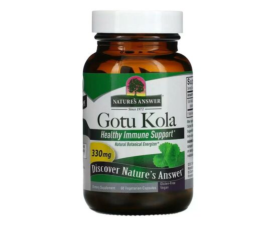 Витаминно-минеральный комплекс Nature's Answer Готу кола, 330 мг, Gotu Kola, Healthy Immune Support, 60 вегетарианских к (NTA-16393)