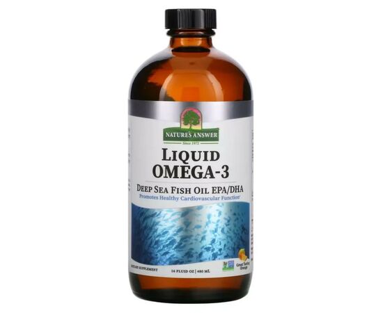 Витаминно-минеральный комплекс Nature's Answer Омега-3 жидкая, вкус апельсина, Liquid Omega-3, Deep Sea Fish Oil EPA/DHA, (NTA-26137)