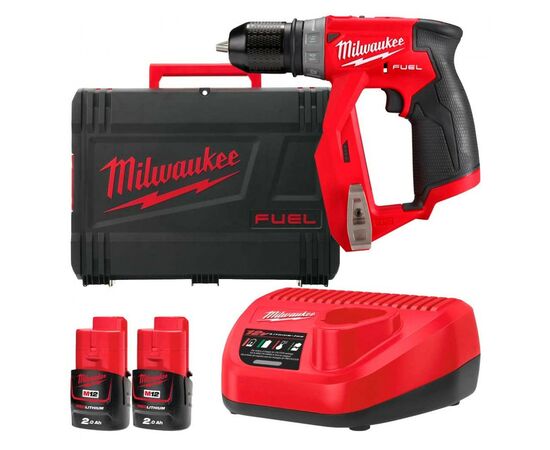 Шуруповерт Milwaukee M12 FDDXKIT-202X, 34 Нм, 2x2Аг, 4 насадки, кейс (4933464979)