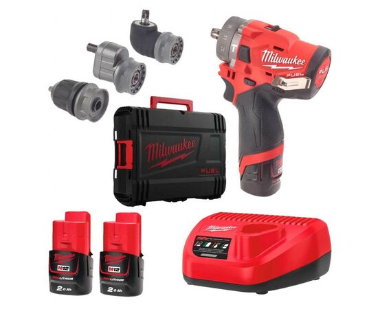 Шуруповерт Milwaukee M12 FPDXKIT-202X, 44Нм, 2x2Аг, 2 насадки, кейс (4933464138)