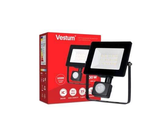 Прожектор Vestum LED с датчиком движения 30W 2 900Лм 6500K 175-250V IP65 (1-VS-3011)
