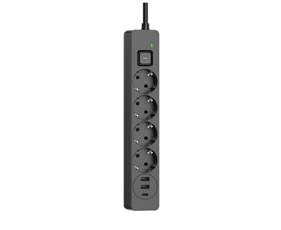 Сетевой фильтр питания ColorWay CW-CHE432PDB, 4 розетки/3USB 2M (CW-CHE432PDB), изображение 2 Сетевой фильтр питания ColorWay CW-CHE432PDB, 4 розетки/3USB 2M (CW-CHE432PDB), изображение 2