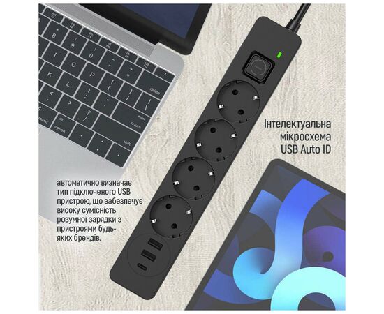 Сетевой фильтр питания ColorWay CW-CHE432PDB, 4 розетки/3USB 2M (CW-CHE432PDB), изображение 8 Сетевой фильтр питания ColorWay CW-CHE432PDB, 4 розетки/3USB 2M (CW-CHE432PDB), изображение 8