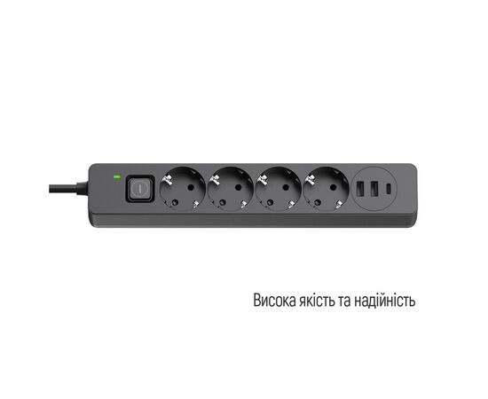 Сетевой фильтр питания ColorWay CW-CHE435PDB, 4 розетки/3USB 5M (CW-CHE435PDB), изображение 6 Сетевой фильтр питания ColorWay CW-CHE435PDB, 4 розетки/3USB 5M (CW-CHE435PDB), изображение 6