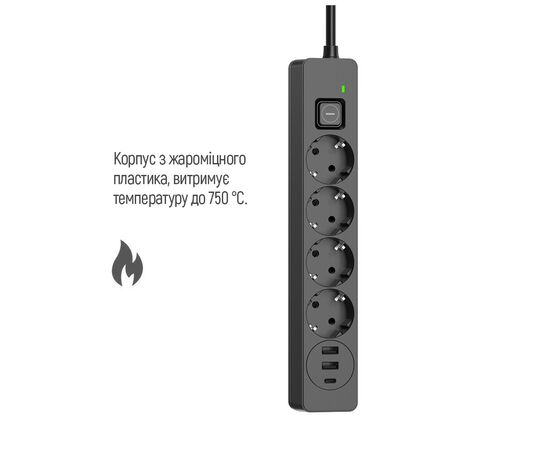 Сетевой фильтр питания ColorWay CW-CHE435PDB, 4 розетки/3USB 5M (CW-CHE435PDB), изображение 8 Сетевой фильтр питания ColorWay CW-CHE435PDB, 4 розетки/3USB 5M (CW-CHE435PDB), изображение 8