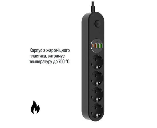 Сетевой фильтр питания ColorWay CW-CHE44PDB, 4 розетки/4USB 2M (CW-CHE44PDB), изображение 6 Сетевой фильтр питания ColorWay CW-CHE44PDB, 4 розетки/4USB 2M (CW-CHE44PDB), изображение 6