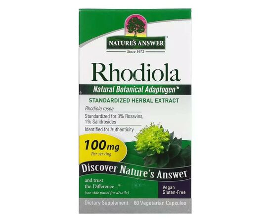 Травы Nature's Answer Родиола, 100 мг, Rhodiola, 60 вегетарианских капсул (NTA-16426), изображение 2 Травы Nature's Answer Родиола, 100 мг, Rhodiola, 60 вегетарианских капсул (NTA-16426), изображение 2
