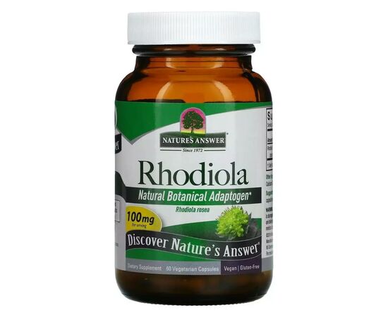 Травы Nature's Answer Родиола, 100 мг, Rhodiola, 60 вегетарианских капсул (NTA-16426)