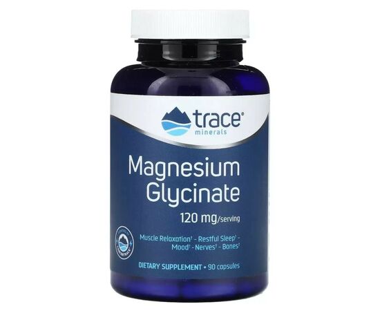 Минералы Trace Minerals Глицинат магния, 120 мг, Magnesium Glycinate, 90 капсул (TMR-00814)