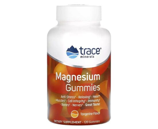 Минералы Trace Minerals Магний, вкус мандарина, Magnesium Gummies, 120 жевательных конфе (TMR-00503)