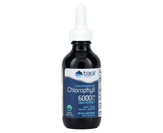 Травы Trace Minerals Хлорофилл Концентрированный ионный, 6000 мг, вкус мяты, Co (TMR-00667)