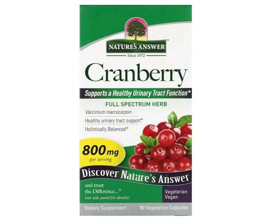 Травы Nature's Answer Клюква, 800 мг, Cranberry, 90 вегетарианских капсул (NTA-16158), изображение 2 Травы Nature's Answer Клюква, 800 мг, Cranberry, 90 вегетарианских капсул (NTA-16158), изображение 2