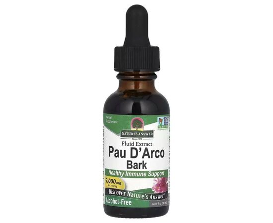 Трави Nature's Answer Кора Д'арко, без спирту, 2000 мг, Pau D'Arco Bark, Alcohol-Free, 30 мл (NTA-00652)