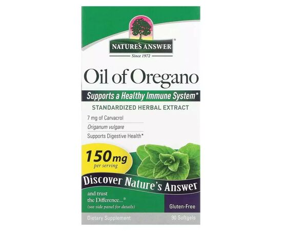 Травы Nature's Answer Масло орегано, 150 мг, Oil of Oregano, 90 гелевых капсул (NTA-16308), изображение 2 Травы Nature's Answer Масло орегано, 150 мг, Oil of Oregano, 90 гелевых капсул (NTA-16308), изображение 2