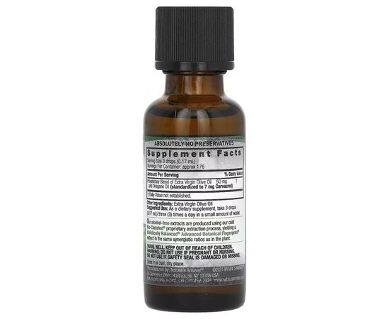 Травы Nature's Answer Масло орегано, без спирта, Oil of Oregano, Alcohol-Free, 30 мл (NTA-00651), изображение 2 Травы Nature's Answer Масло орегано, без спирта, Oil of Oregano, Alcohol-Free, 30 мл (NTA-00651), изображение 2