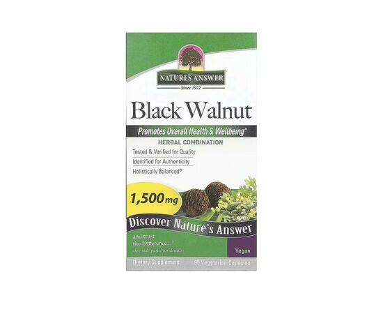 Травы Nature's Answer Черный орех, 1500 мг, Black Walnut, 90 вегетарианских капсул (NTA-16017), изображение 2 Травы Nature's Answer Черный орех, 1500 мг, Black Walnut, 90 вегетарианских капсул (NTA-16017), изображение 2